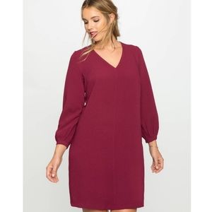 Eloquii Purple 3/4 Sleeve Vneck Shift Dress